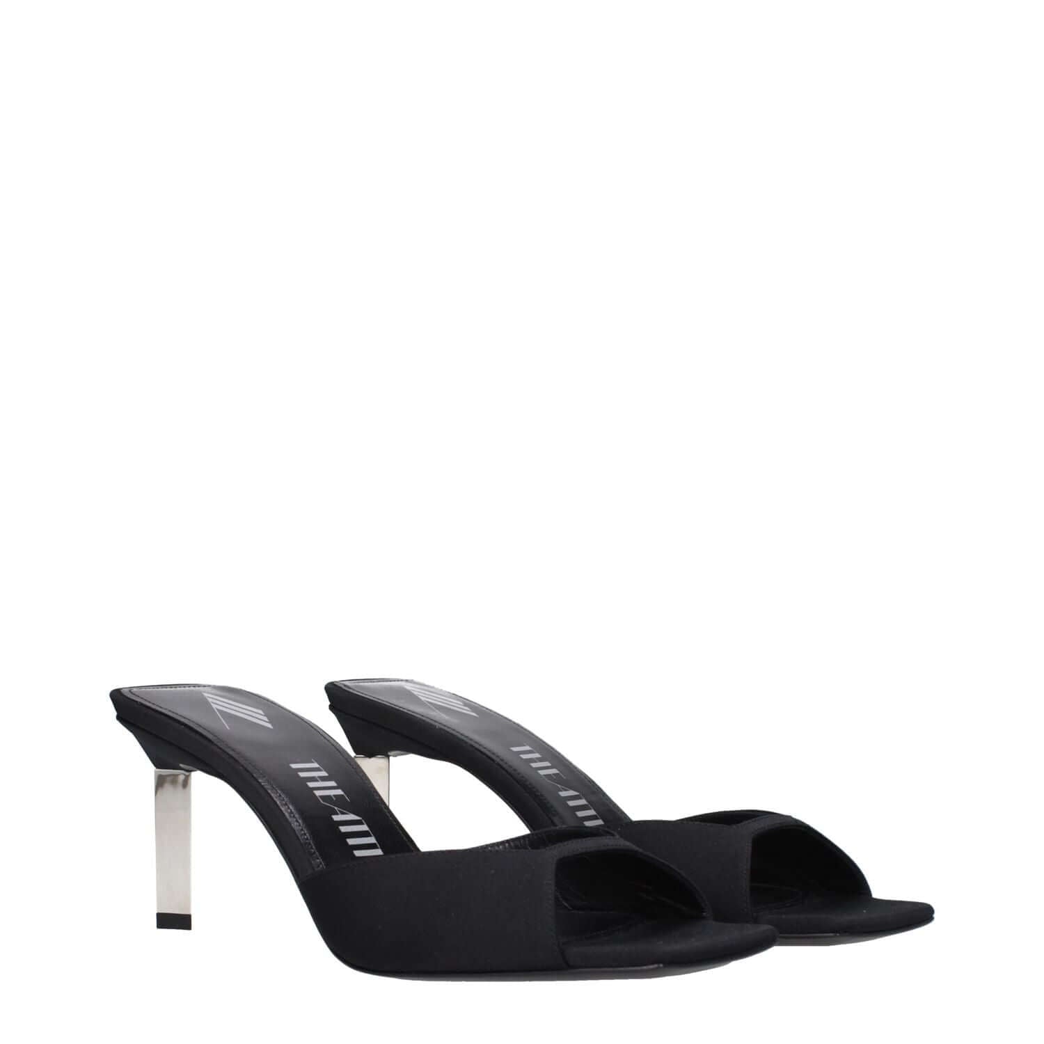 The Attico Black Satin Stiletto Heel Sandals