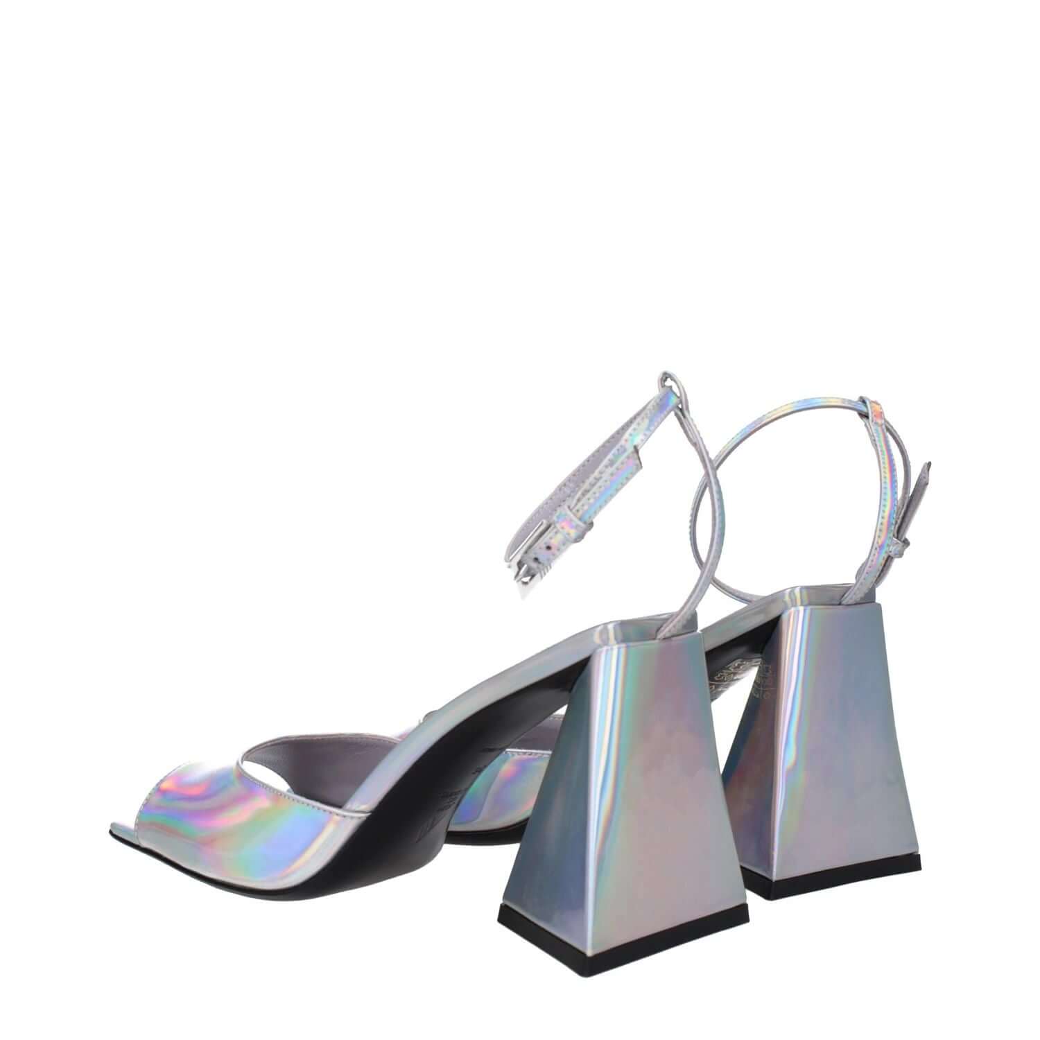 The Attico Gray Leather Platform Sandals