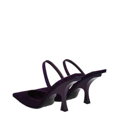Back view of The Attico Purple Leather Stiletto Heel Sandals with pointy toe and high 9.5 cm heel, MPN S790L007614.