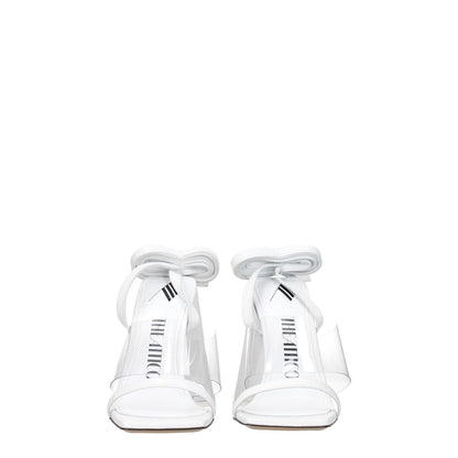 The Attico White Leather Stiletto Heel Sandals