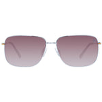Timberland Gray Men Sunglass with metal gunmetal frame, full-rim rectangular polarized gradient lenses, includes branded case.