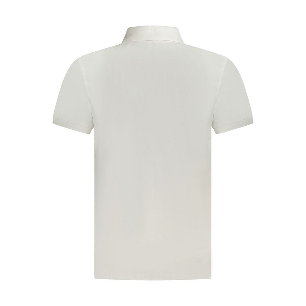 Timberland White Cotton Men Polo Shirt - back view showcasing breathable 100% cotton fabric and classic design with embroidered logo.