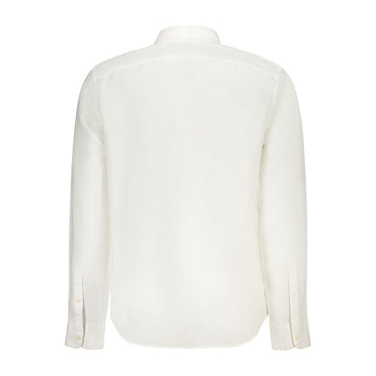 Timberland White Cotton Shirt, long-sleeved, slim fit with button-down collar and embroidered logo.