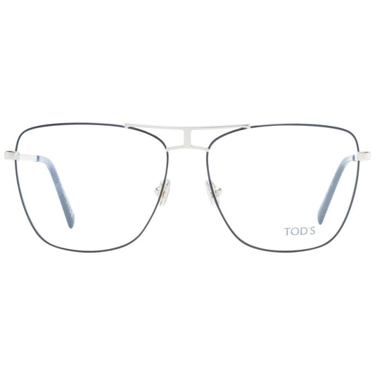 Tod's Black Women Glasses Frame in metal with full-rim aviator style, featuring demo plastic lenses. Includes branded case.