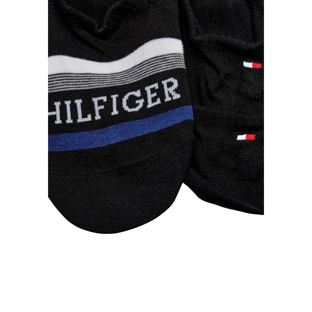Tommy Hilfiger Black Cotton Socks with logo detail, showcasing premium materials and design.