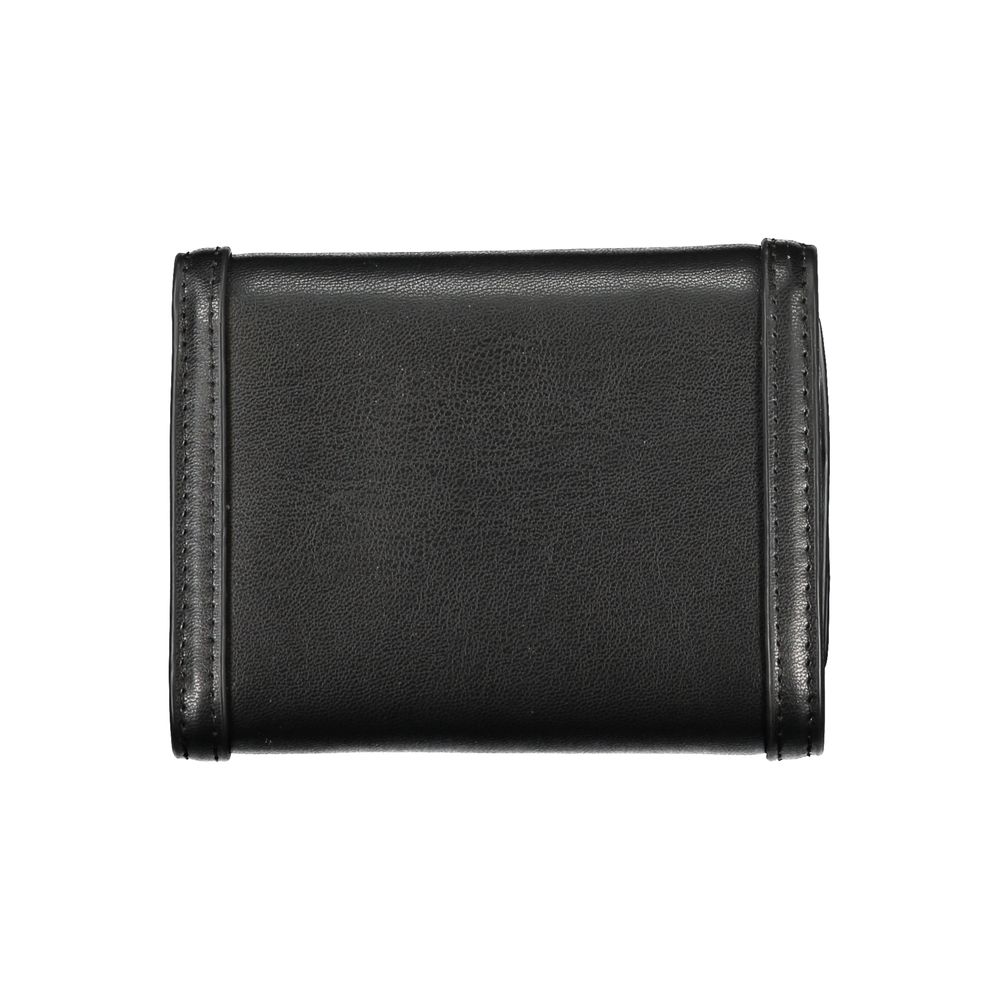 Tommy Hilfiger Black Polyethylene Wallet with card spaces, coin purse, contrasting details, zip and automatic closure, logo visible.