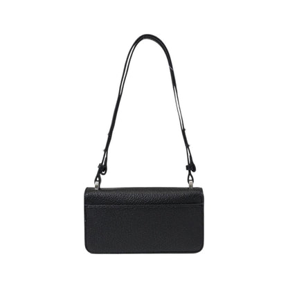 Tommy Hilfiger Jeans Black Polyethylene Handbag - small black crossover bag with magnetic flap, faux leather texture, elegant design.