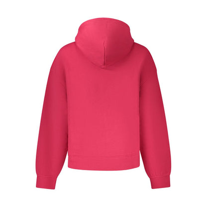 Alt Tag: Tommy Hilfiger Pink Cotton Women Sweater - long-sleeved hooded sweatshirt featuring iconic embroidery and logo, back view