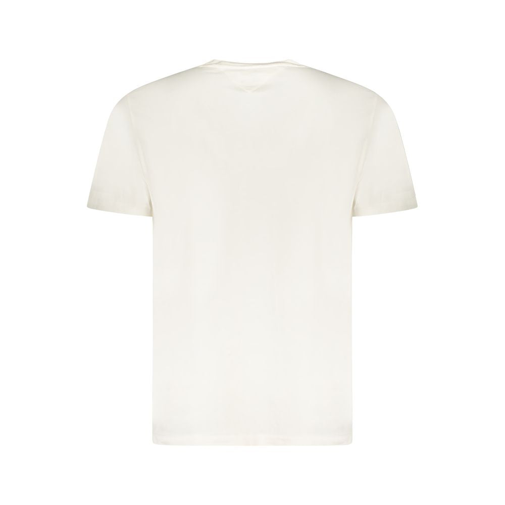 Back view of Tommy Hilfiger White Cotton Men T-Shirt showing plain white cotton material