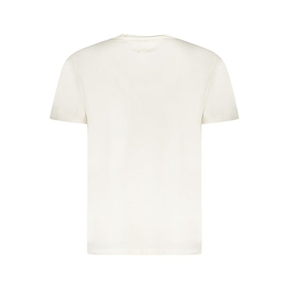 Back view of Tommy Hilfiger White Cotton Men T-Shirt showing plain white cotton material