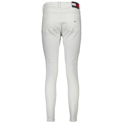 Back view of Tommy Hilfiger White Cotton Women's Jean featuring signature logo detailing and sleek fit.