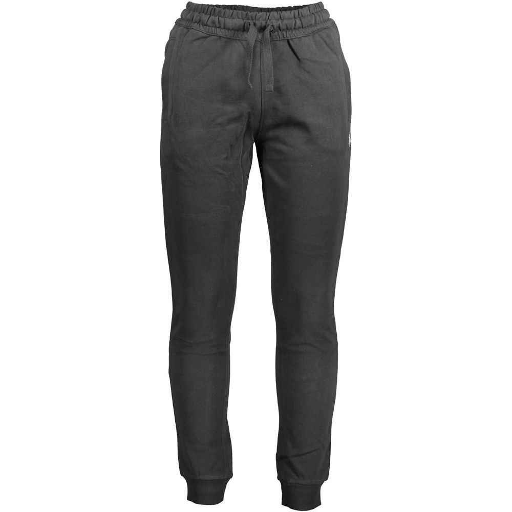 U.S. POLO ASSN. Black Cotton Men's Sweatpants with elastic waistband and ribbed cuffs, perfect for casual wear.