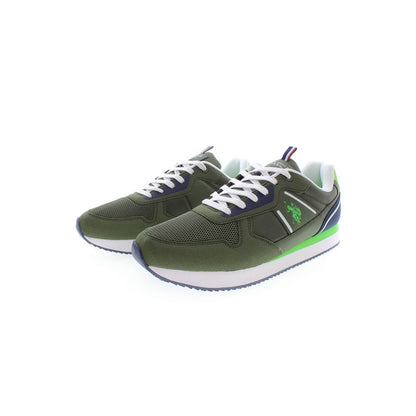 U.S. POLO ASSN. Green Polyester Men Sneaker with bold contrasting details and iconic logo, showcasing sporty elegance and sophistication.