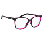 Under Armour Black Resin Frames for women, model UA50453H2F415, measuring 54/15/140mm in black and pink resin material.