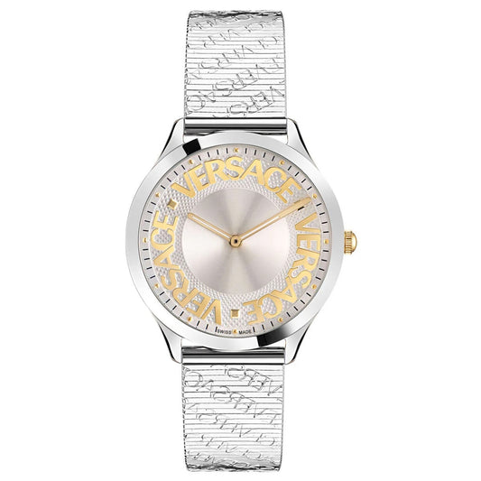 VERSACE Mod. LOGO HALO 2H wristwatch for ladies, stainless steel, water-resistant 5 ATM, quartz movement, sapphire dial, Swiss-made.