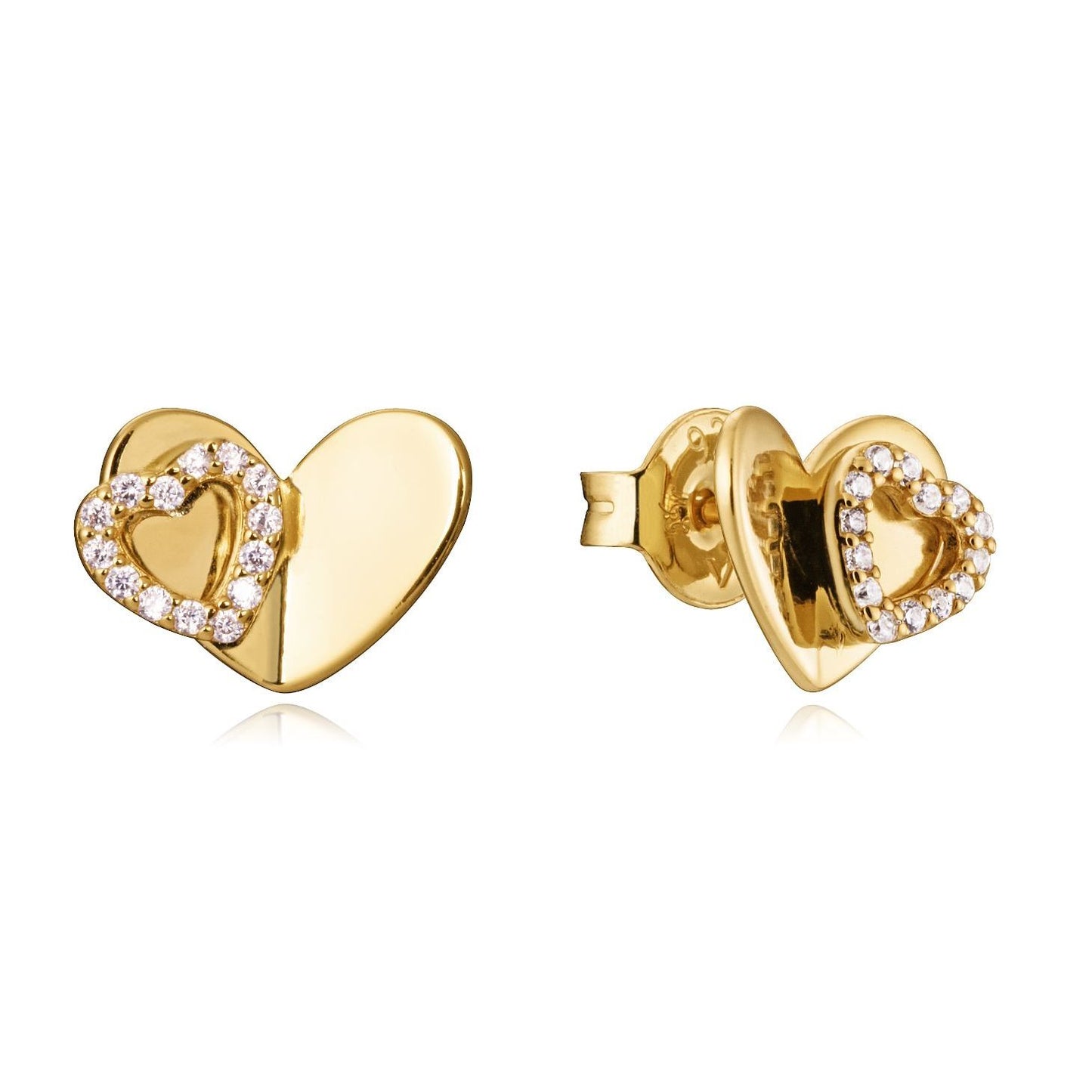 Gold heart-shaped earrings with diamond accents, ideal for ladies, VICEROY JEWELS Mod. 13126E100-36, silver 925°, quartz movement.