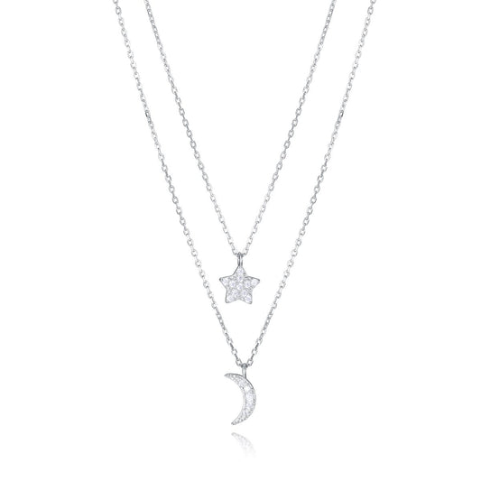 Elegant silver necklace featuring star and moon charms, made of Silver 925°, from VICEROY JEWELS Mod. 13203C000-30 for ladies.
