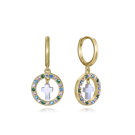 VICEROY JEWELS Mod. 15118E100-39 Silver 925° lady earrings with colorful stones and cross detail, in official packaging.