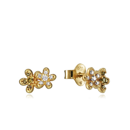 Elegant lady's flower earrings in gold from VICEROY JEWELS Mod. 61073E100-36, crafted from silver 925, quartz analog, 3 ATM water-resistant.