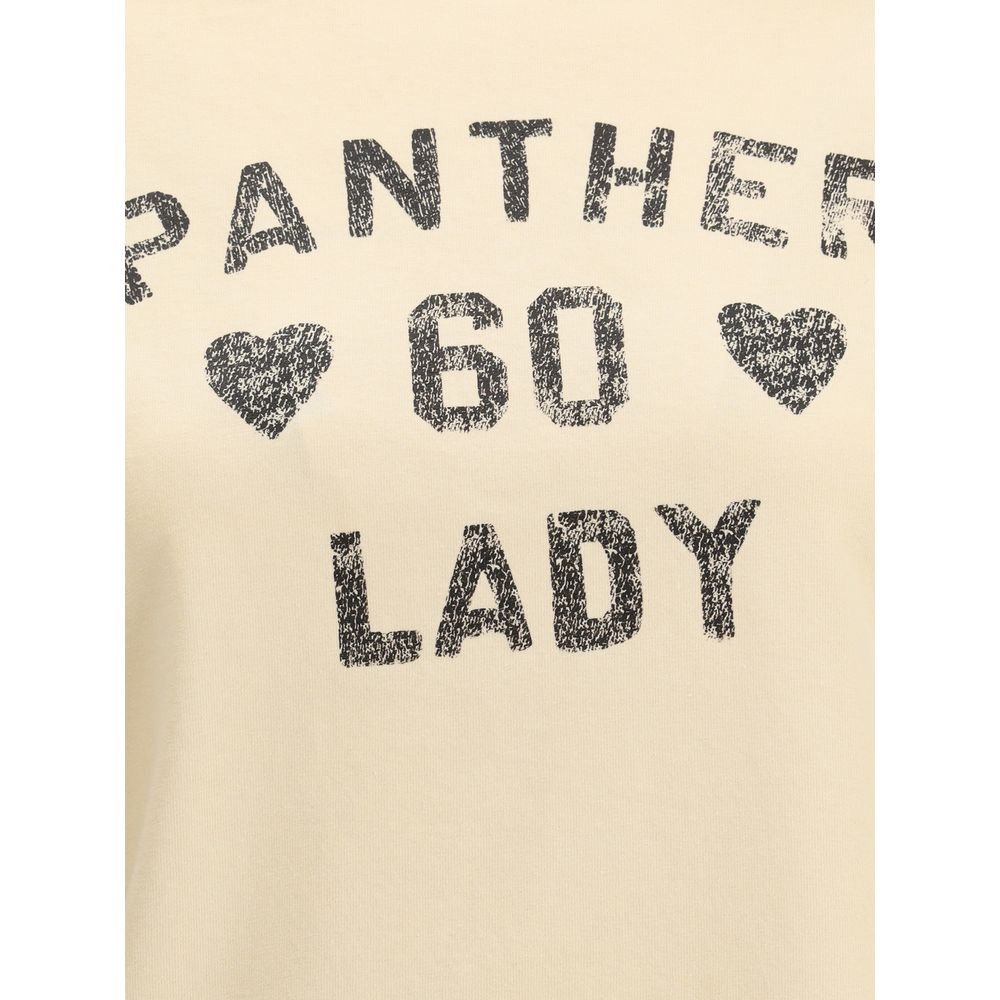 Valentino Beige Cotton T-Shirt with Panther Lady print and ribbed crew neck, showcasing style and comfort, perfect for AW25 season.
