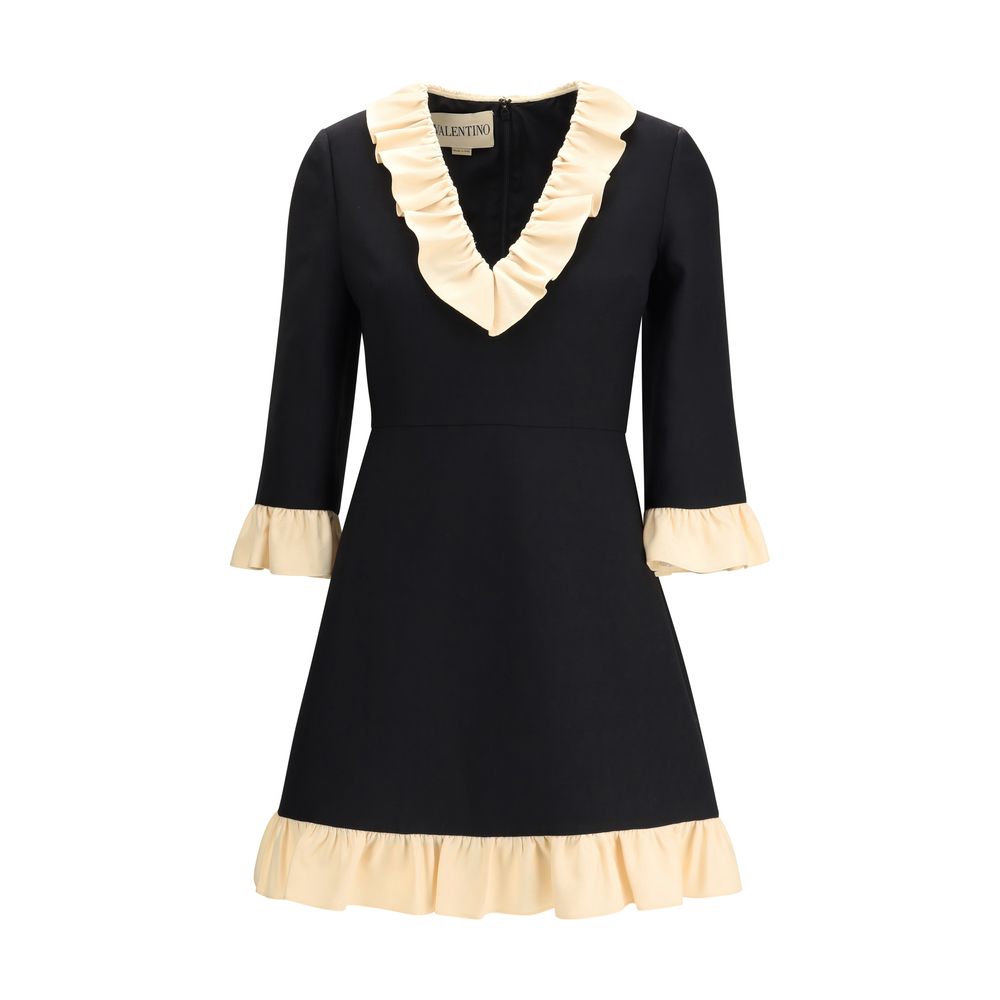 Valentino Black Fleece Wool Cocktail Dress
