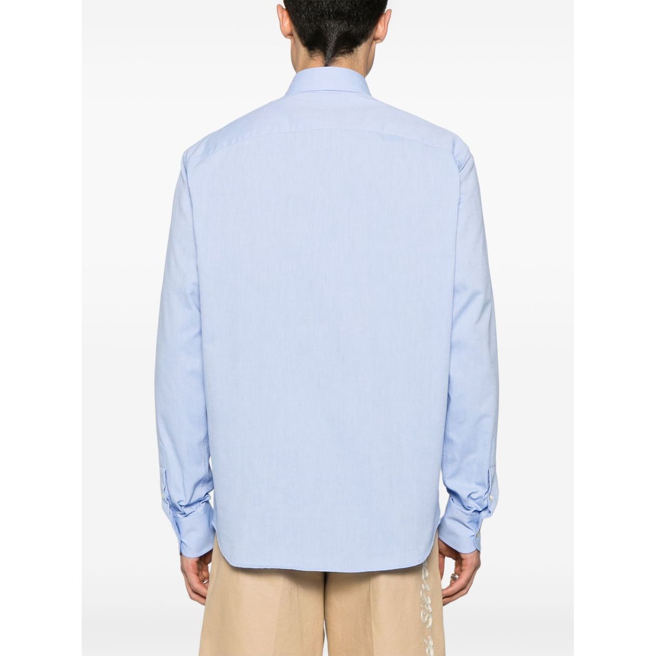 Back view of Valentino Formal Shirt in light blue with button-down collar and buttoned cuffs.
