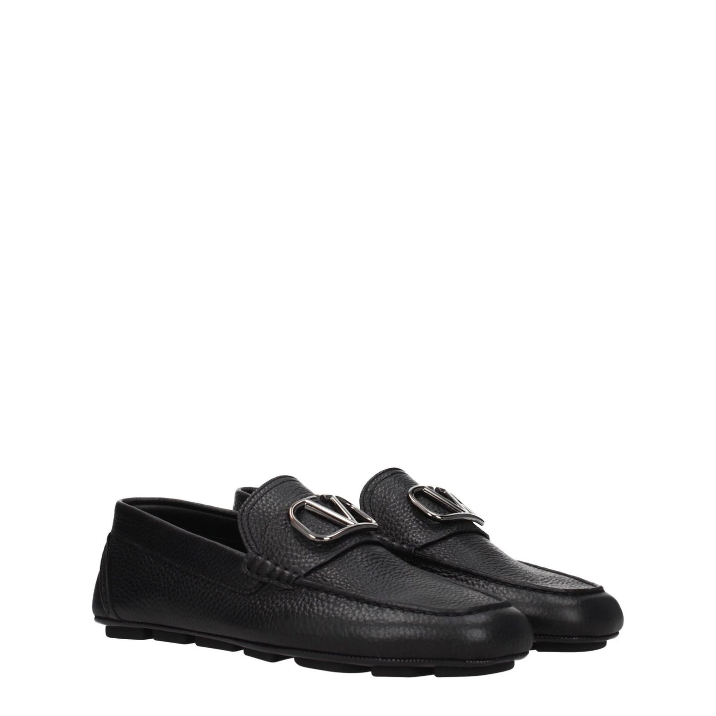 Valentino Garavani Black Leather Slip-On Loafers