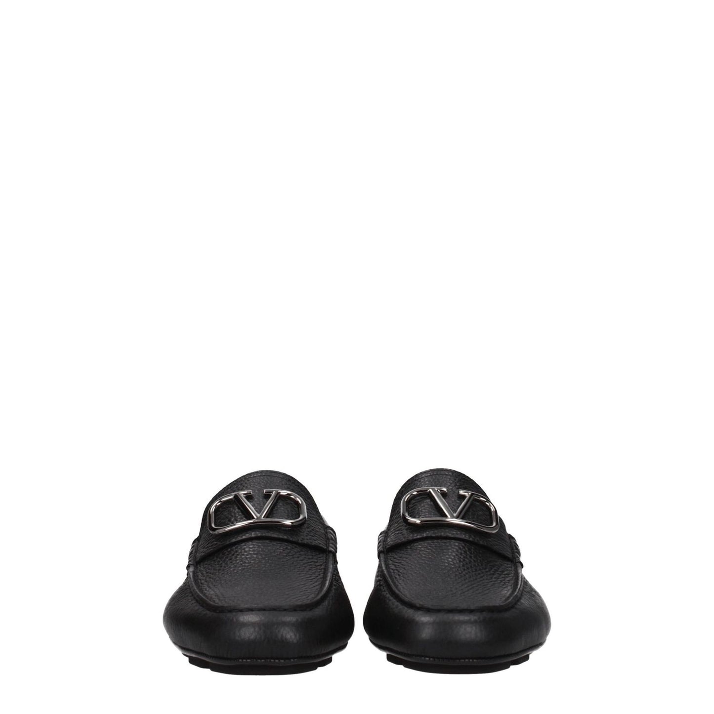Valentino Garavani Black Leather Slip-On Loafers