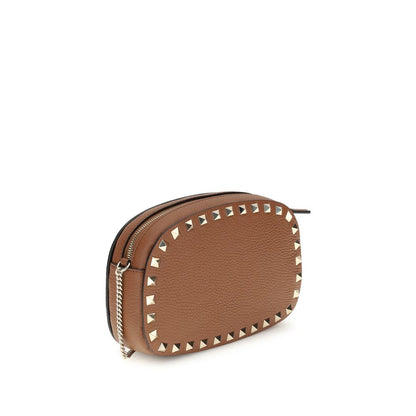 Valentino Garavani Brown Calf Leather Bos Taurus Shoulder Bag with Rockstuds and chain strap, AW25 collection.