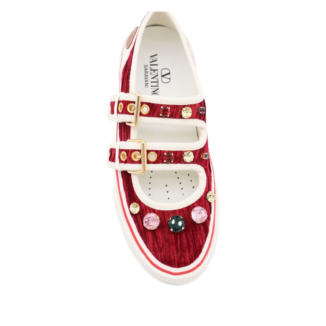 Valentino Garavani Jewel-embellished buckle sneakers