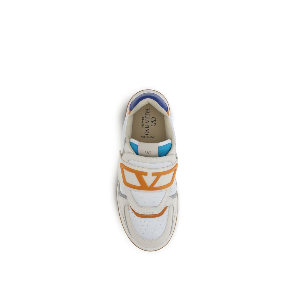 Valentino Garavani Multicolor Calf Leather Bos Taurus Athletic Sneakers with Signature VLogo, top view showing sporty design.