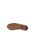 Bottom view of Valentino Garavani VLogo Signature loafers in foliage brown with flat leather sole and branded insole.