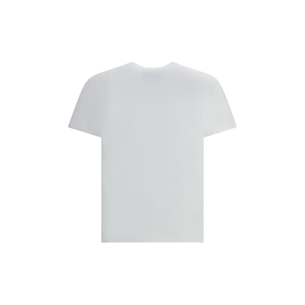 Back view of Valentino White Cotton T-Shirt with ribbed crew neck and VG logo, perfect for casual elegance. Made in Italy.