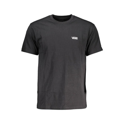 Vans Black Cotton Men T-Shirt with short sleeves and Vans logo, crafted from soft, breathable cotton, perfect for trendy casual wear.