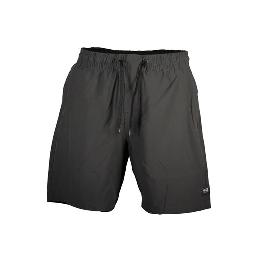 Vans Black Polyester Pant with elastic waist, laces, and 3 pockets featuring logo application