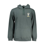 Vans Green Cotton Sweater with hood, long sleeves, fleece fabric, central pocket, front print, and logo.