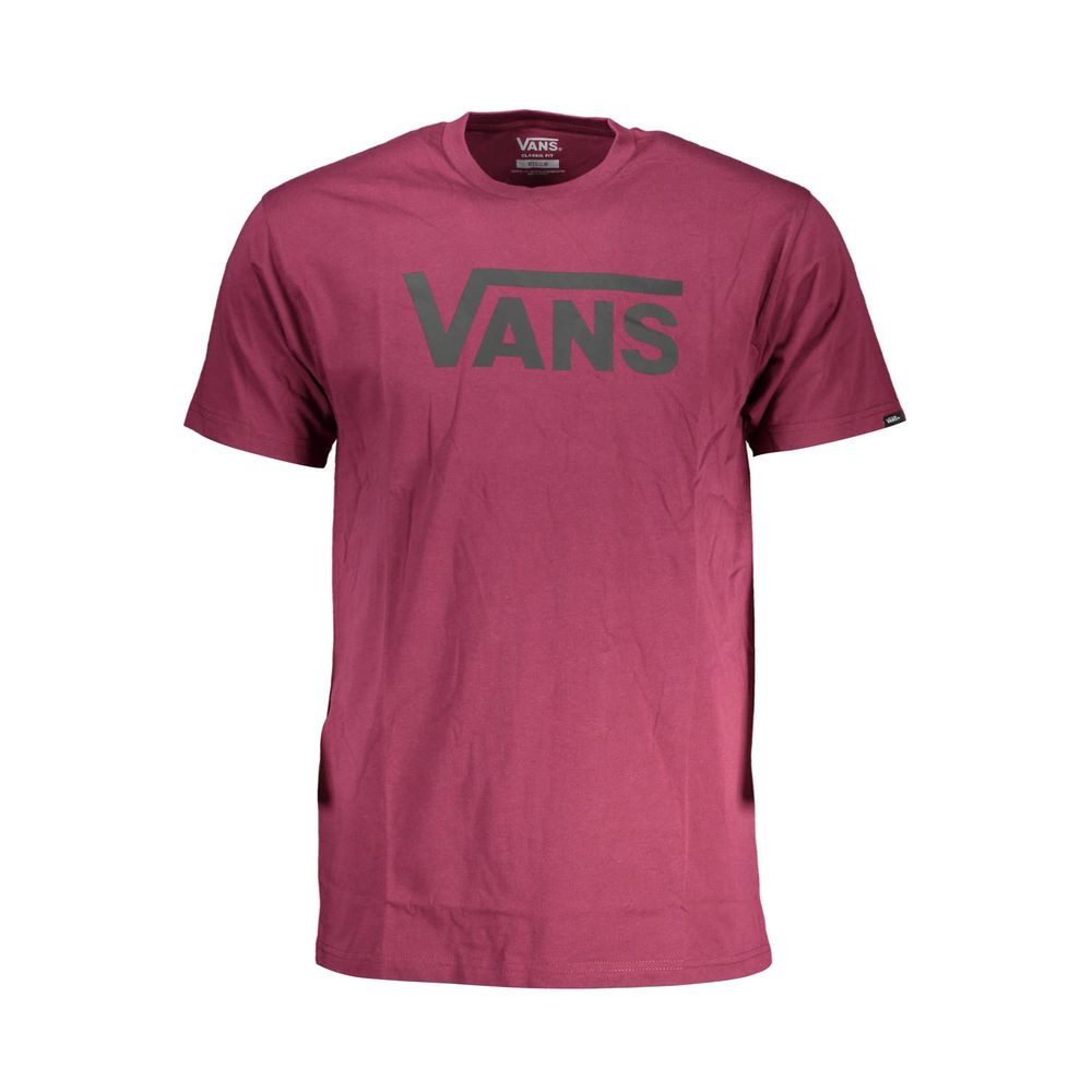 Vans Purple Cotton Men T-Shirt with bold logo, short sleeves, classic fit, ideal for streetwear fashion enthusiasts.