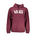 Vans Red Cotton Men Sweater with Hood featuring bold logo design and central pocket, perfect for casual streetwear style.