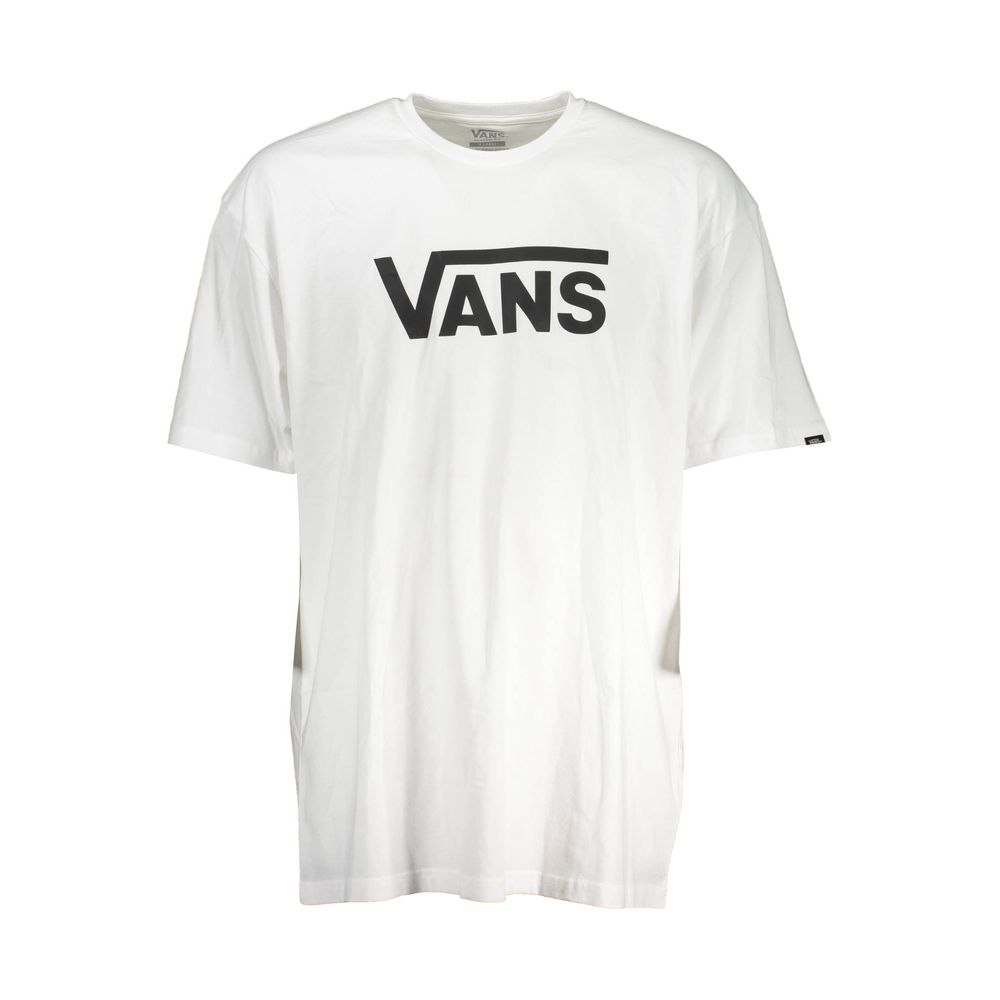 Vans White Cotton Men T-Shirt with iconic logo, crew neck, casual style, breathable fabric; ideal for skater chic fashion enthusiasts.
