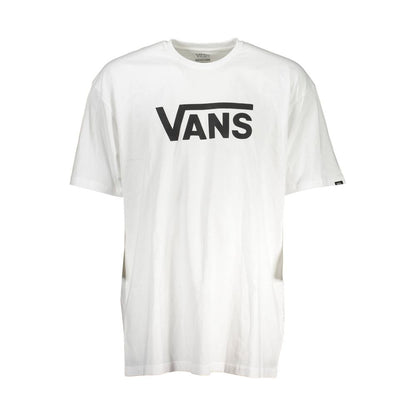 Vans White Cotton Men T-Shirt with iconic logo, crew neck, casual style, breathable fabric; ideal for skater chic fashion enthusiasts.