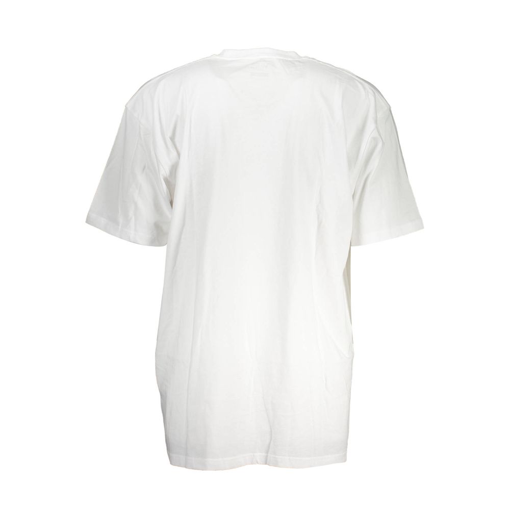 Back view of Vans White Cotton Men T-Shirt showcasing a classic skater-chic style, iconic logo, and soft cotton fabric for daily comfort.