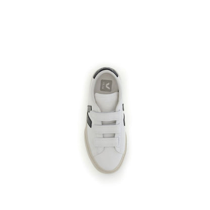 Top view of Veja White Rubber Low Top Sneakers with three straps and contrasting heel reinforcement.