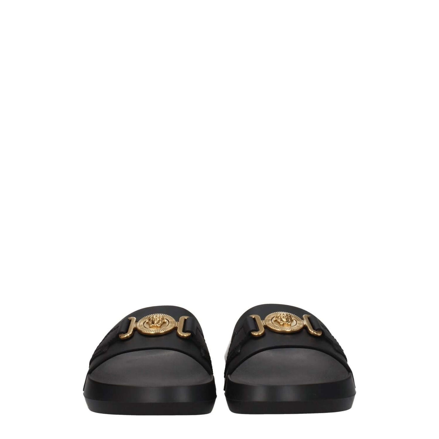 Versace Black Leather Slippers