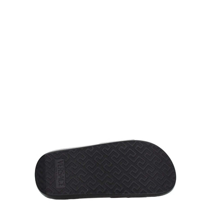 Versace Black Leather Slippers