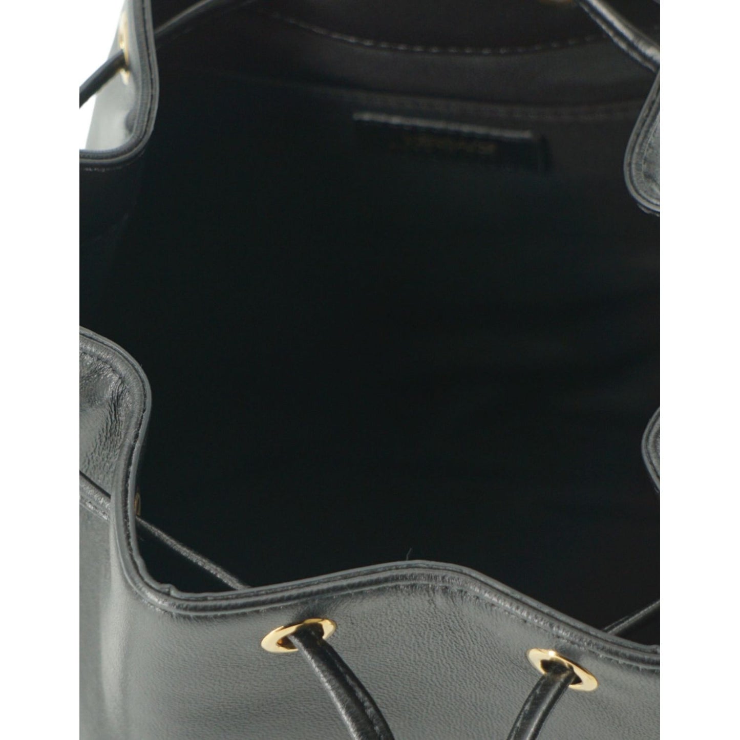 Versace Elegant Black Leather Medusa Bucket Shoulder Bag