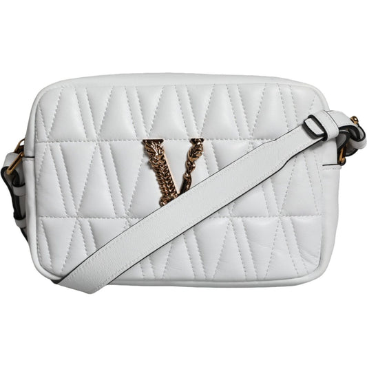 Versace Versace White Quilted Nappa Leather Crossbody Shoulder Bag BAG1609 Category-Bags,Crossbody Bags - Women - Bags,Gender-Women,Material: 100% Nappa Leather,New with tags,Subcategory-Crossbody,Versace,White,Women