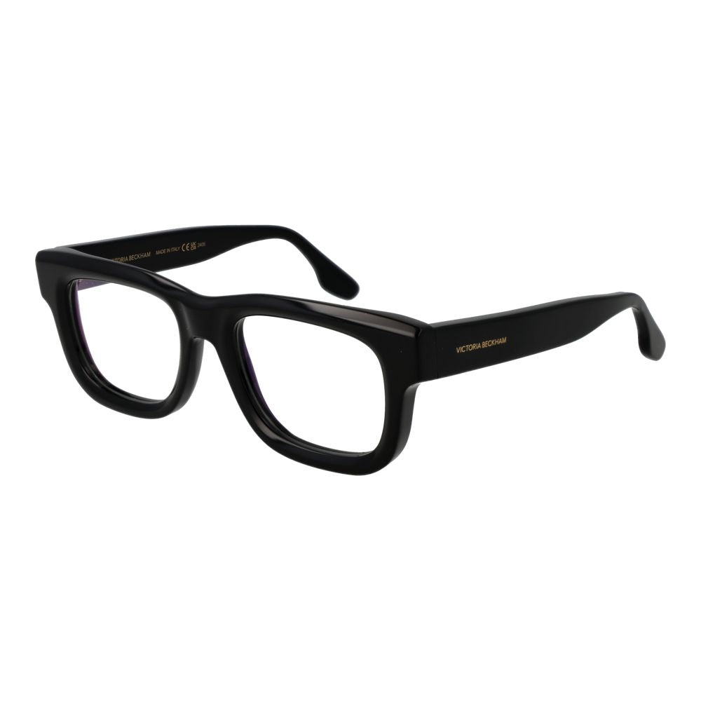 Victoria Beckham Black Acetate Glasses (Frames) in full-rim rectangle style for women, featuring black acetate frame, demo lenses.