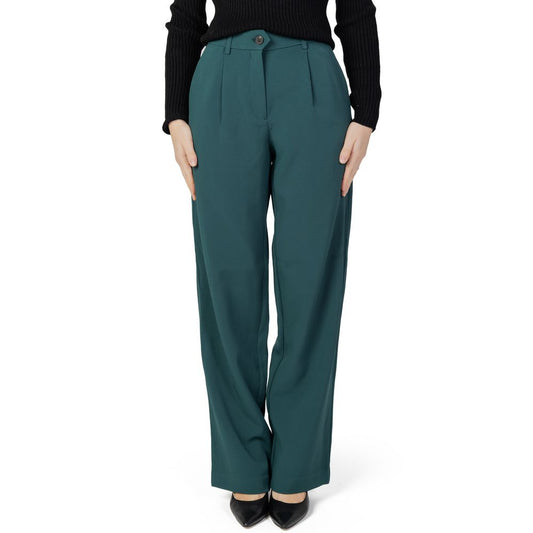 Vila Clothes Green Recycled Polyester Flared Pants