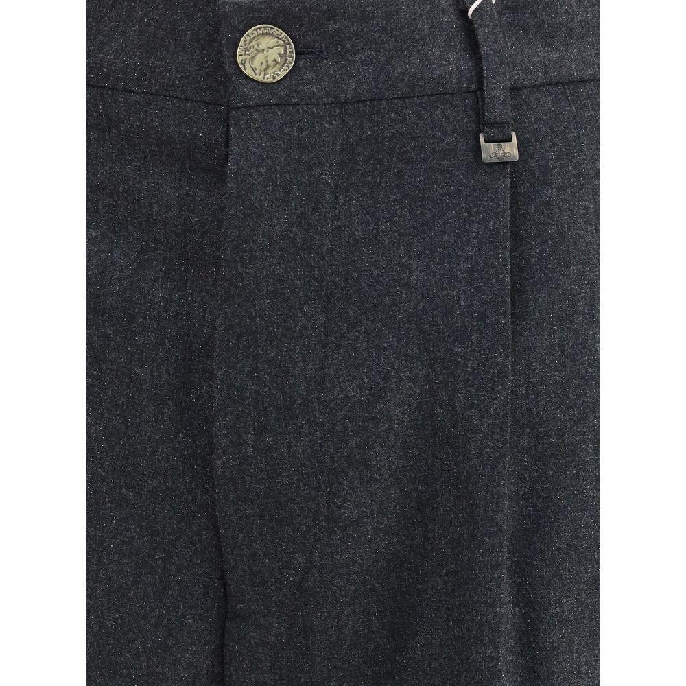 Vivienne Westwood Gray Fleece Wool Casual Pants