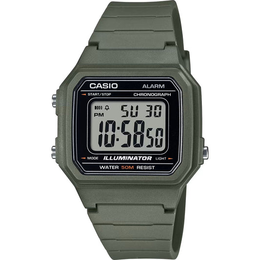 CASIO TIMELESS COLLECTION Mod. SPORT ILLUMINATOR WR 50M. ALARM. CHRONOGRAPH - ARMY GREEN WATCHES